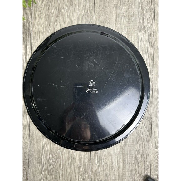 Vintage Russian Round Metal Tray Hand Painted Floral Design Decorative 12.5” - Picture 5 of 7